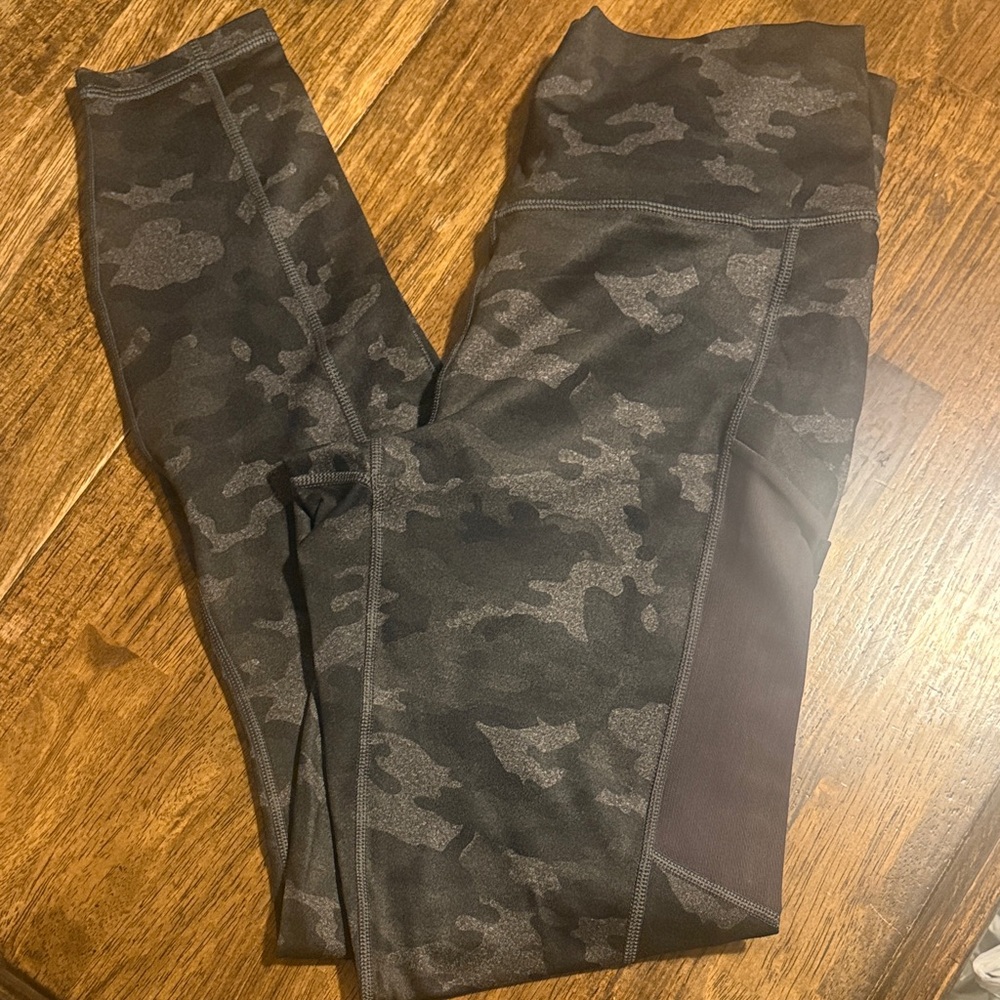 Fabletics Charcoal Camouflage Leggings with pockets